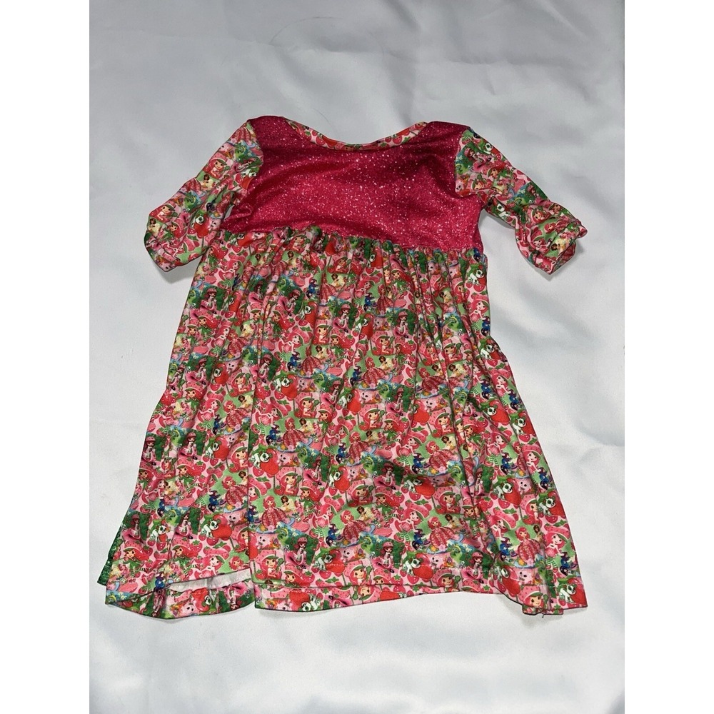 girls Strawberry Shortcake smock Dress With Pockets No Tag - Picture 2 of 2